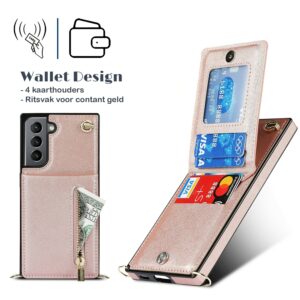 FONU Fashion Wallet Hoesje Met Koord Samsung Galaxy S21 - Roségoud 4