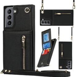 Solidenz Fashion Wallet hoesje met koord Samsung S22 - Zwart