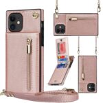 variatie Solidenz Fashion Wallet Hoesje met Koord iPhone 12 Pro – 12 – Rosegoud