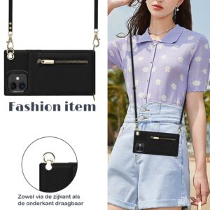 FONU Fashion Wallet Hoesje Met Koord iPhone - Zwart 4