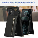 FONU Fashion Wallet Hoesje Met Koord iPhone - Zwart 6
