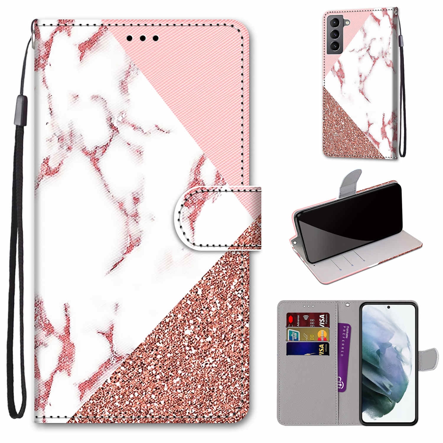 Boekmodel Hoesje Samsung Galaxy S22 Plus - Marmer