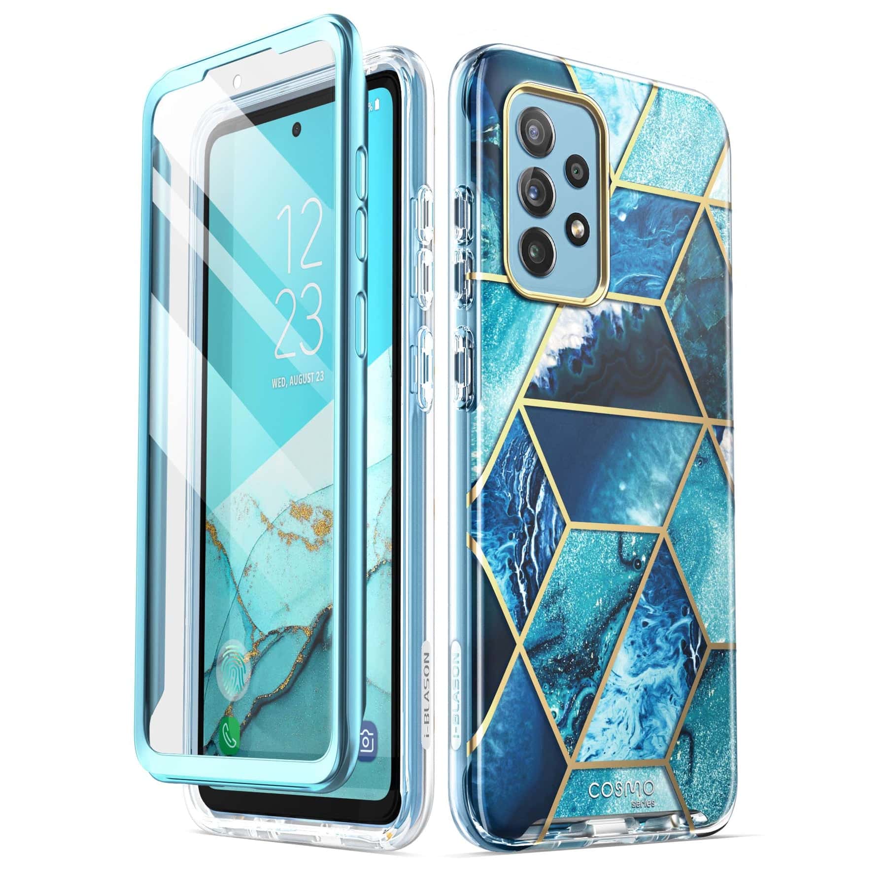Cosmo 360 Backcover Hoesje met Screen Protector Samsung Galaxy A52s - A52 - Ocean Blue