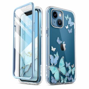 COSMO 360° Backcover Hoesje Met Screen Protector iPhone 13 - Blauwe Vlinders 1