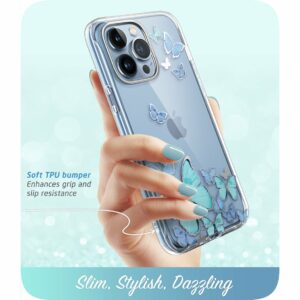 COSMO 360° Backcover Hoesje Met Screen Protector iPhone 13 Pro Max - Blauwe Vlinders 3