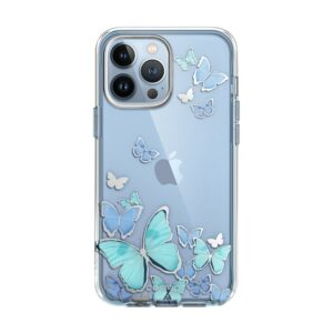 COSMO 360° Backcover Hoesje Met Screen Protector iPhone 13 Pro Max - Blauwe Vlinders 7