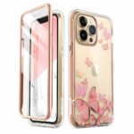 variatie Cosmo 360 Backcover Hoesje met Screen Protector iPhone 13 Pro Max – Roze Vlinders