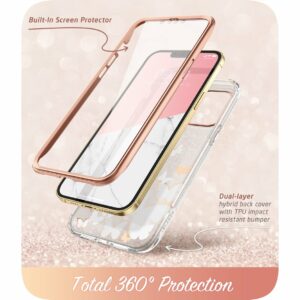 COSMO 360° Backcover Hoesje Met Screen Protector iPhone 13 Pro - Roze Vlinders 2