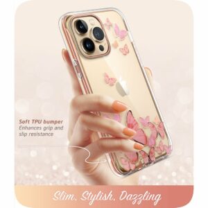 COSMO 360° Backcover Hoesje Met Screen Protector iPhone 13 Pro - Roze Vlinders 3