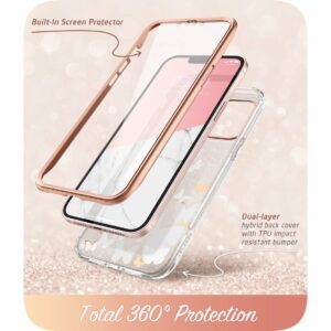 COSMO 360° Backcover Hoesje Met Screen Protector iPhone 13 - Roze Vlinders 2