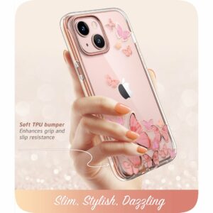COSMO 360° Backcover Hoesje Met Screen Protector iPhone 13 - Roze Vlinders 3
