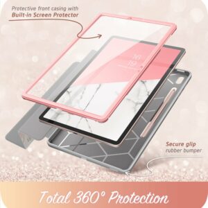 COSMO Bookcase Hoes Samsung Tab S7 FE (Fan-Edition) - 12.4 inch - Pencil houder - Marble 3