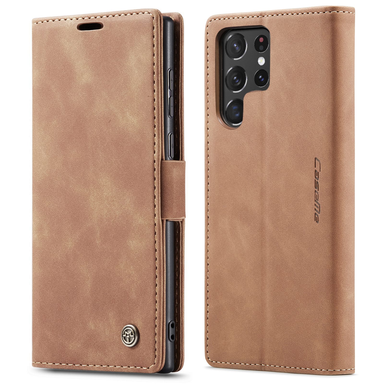 Caseme Retro Samsung S22 Ultra Boekmodel hoesje - Bruin