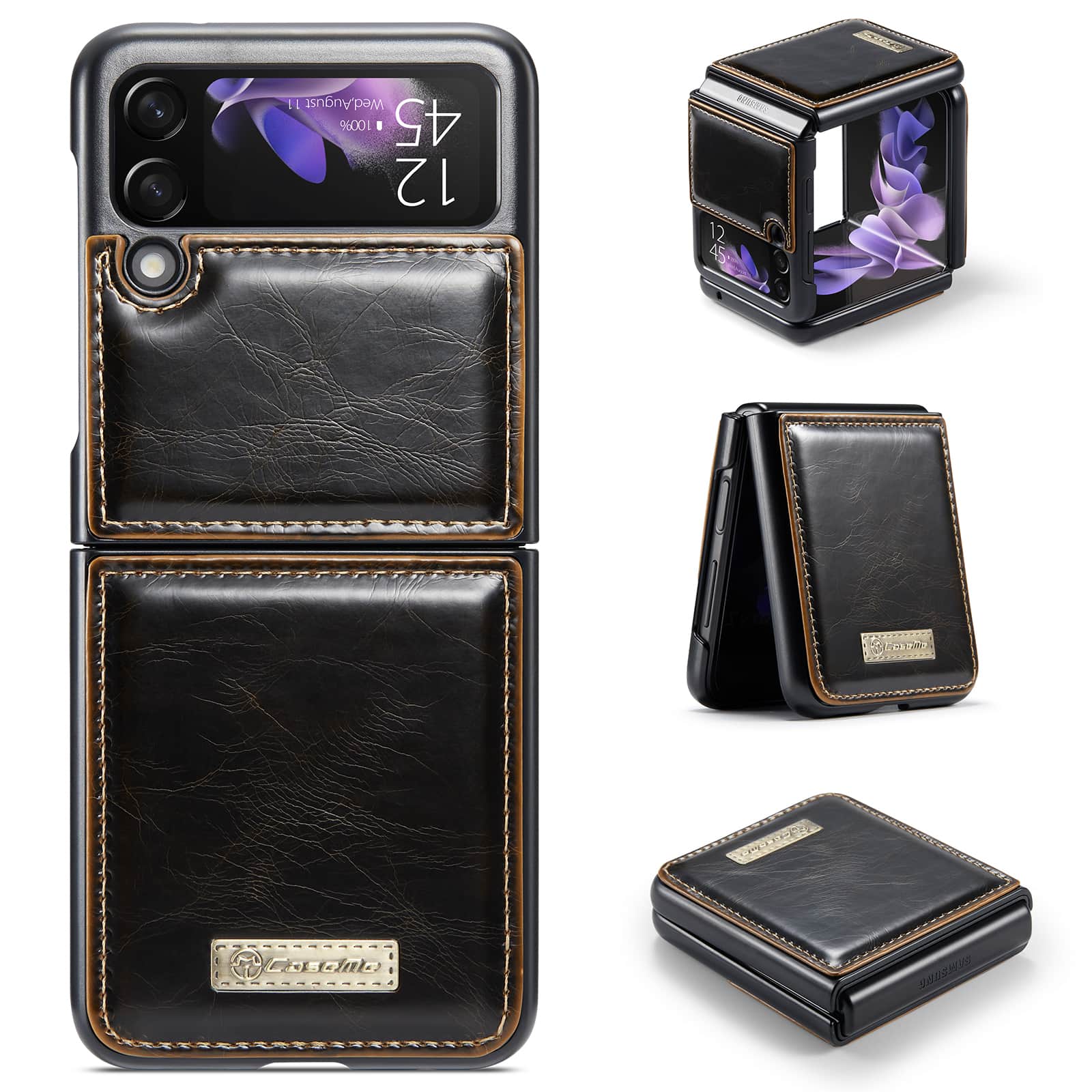 Caseme Samsung Galaxy Z Flip 3 hoesje - Bruin