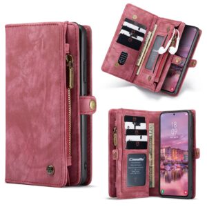 Caseme Vintage Samsung Galaxy S22 Portemonnee hoesje – Rood
