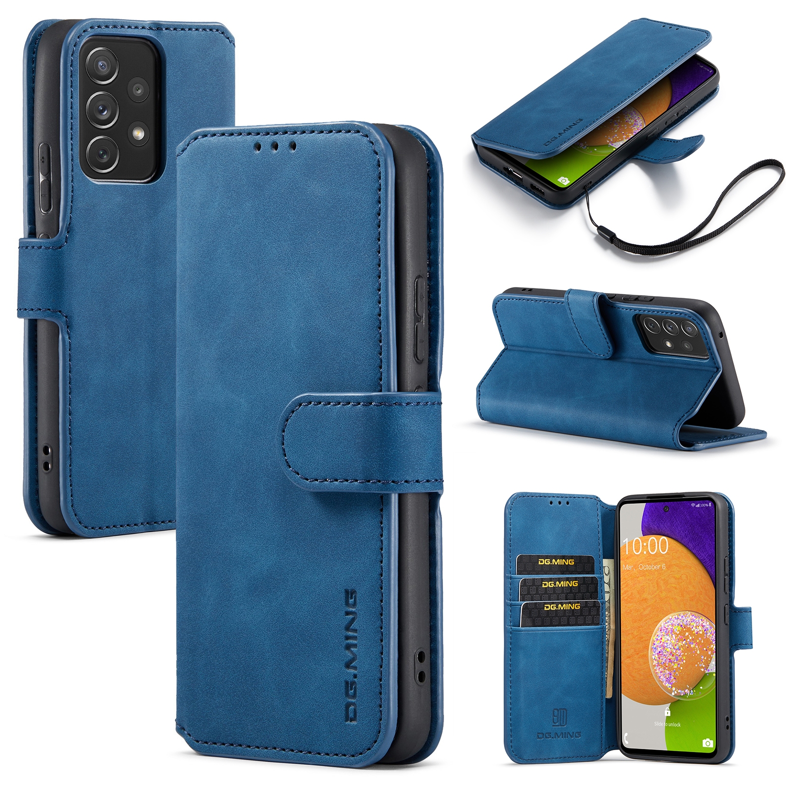 Dg.ming Retro bookcase hoesje Samsung Galaxy A53 - Blauw