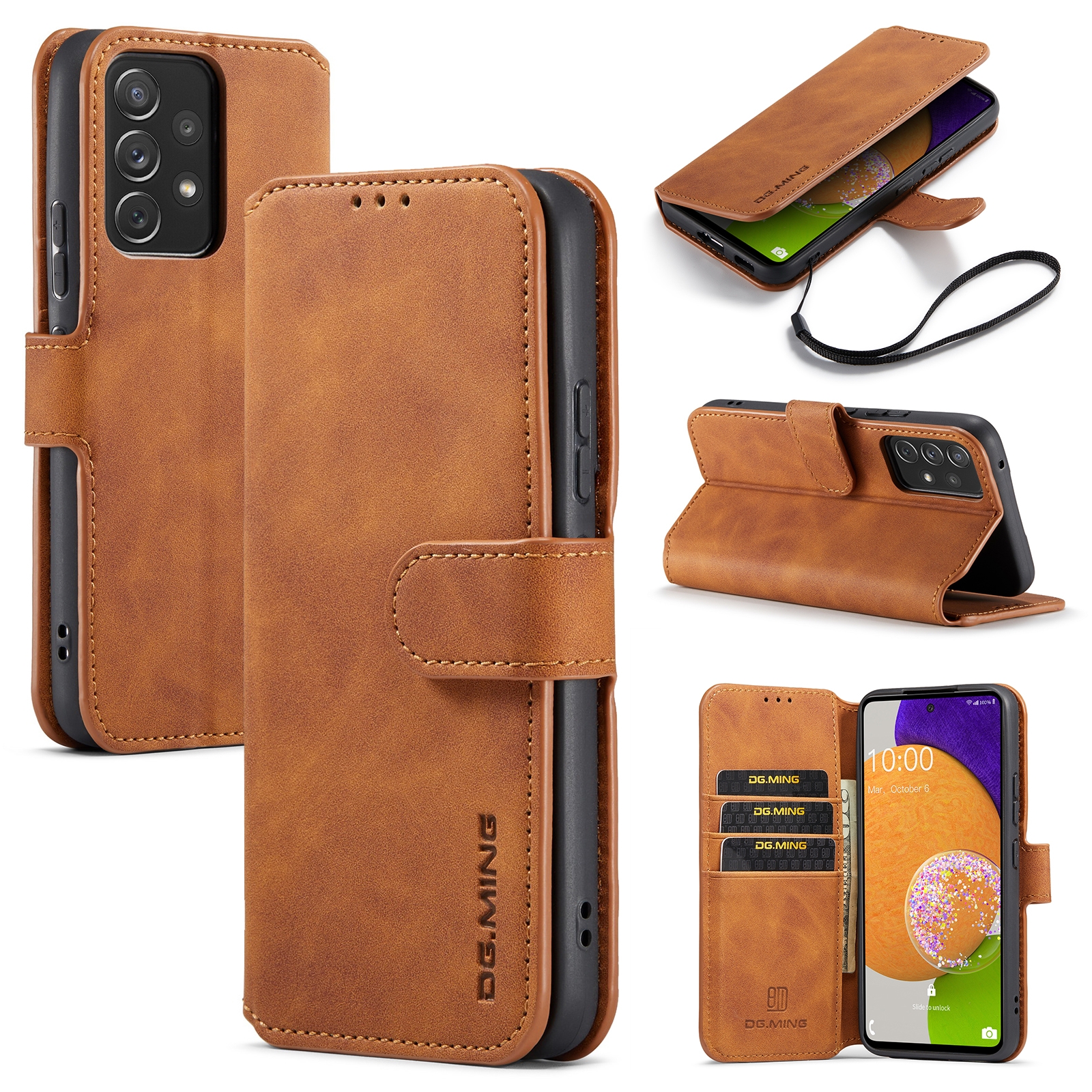Dg.ming Retro bookcase hoesje Samsung Galaxy A53 - Bruin