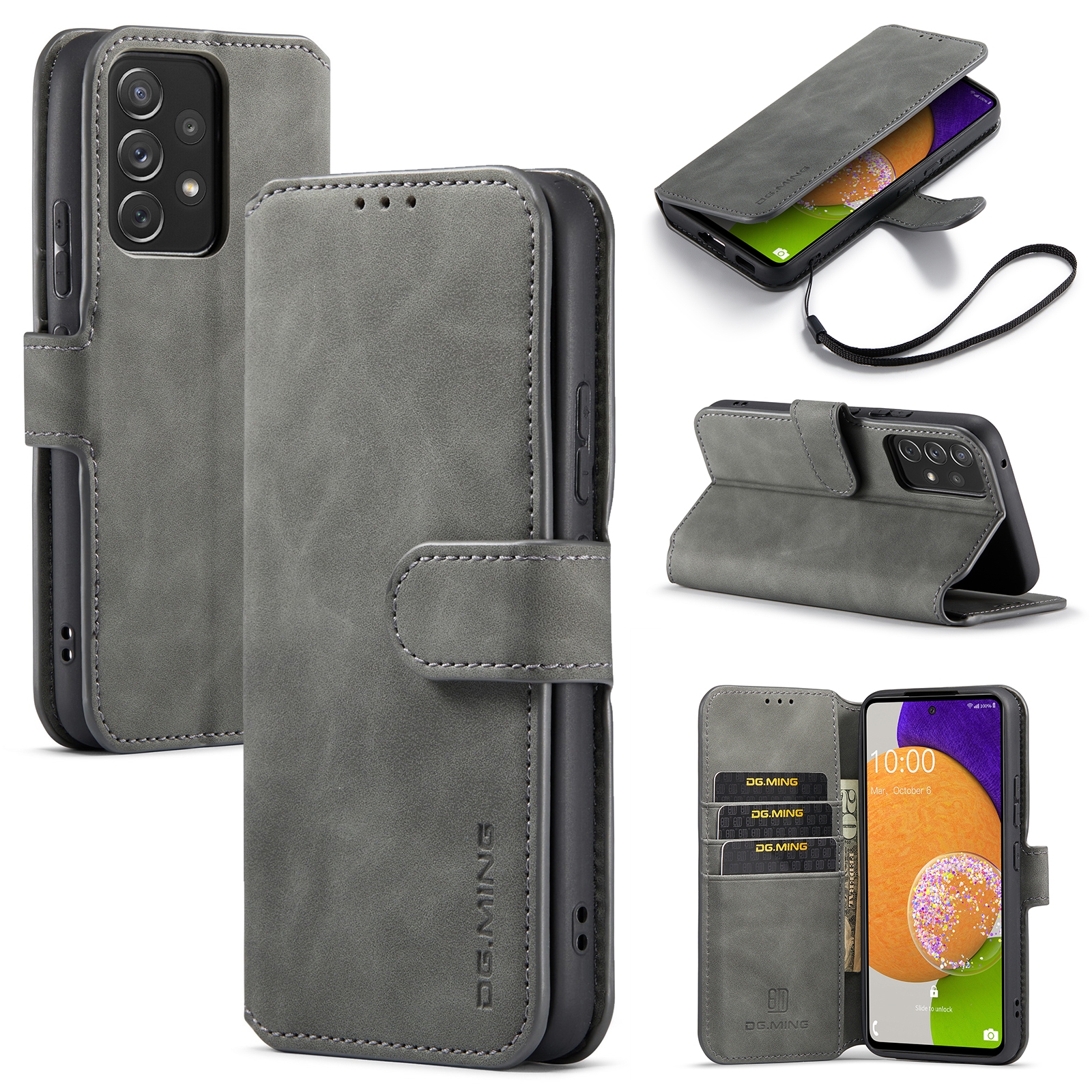 Dg.ming Retro bookcase hoesje Samsung Galaxy A53 - Grijs 1
