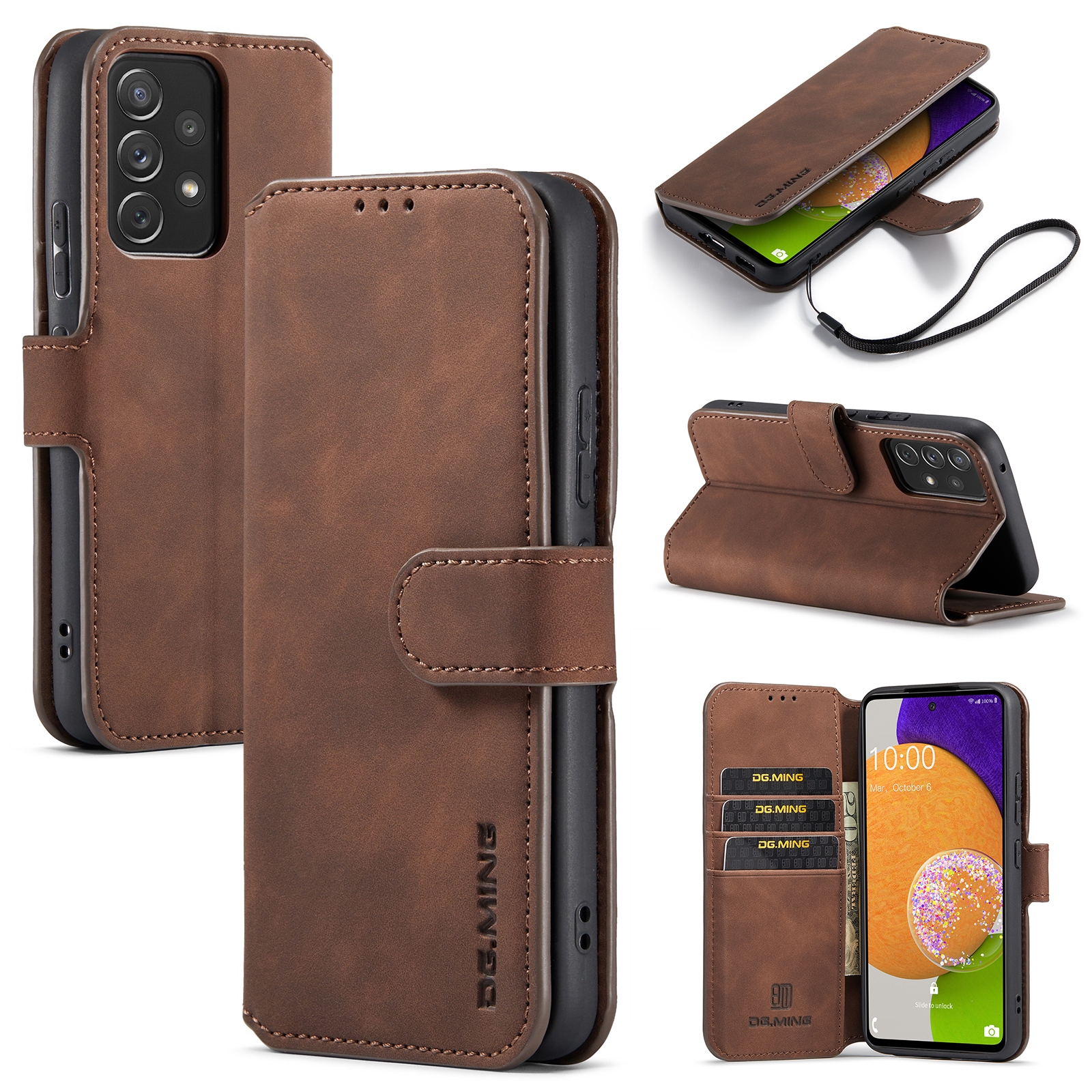 Dg.ming Retro bookcase hoesje Samsung Galaxy A53 - Koffie