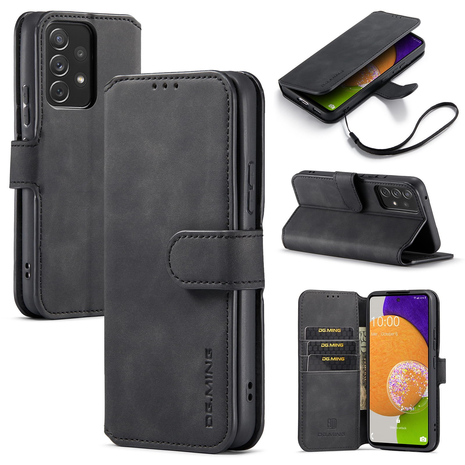 Dg.ming Retro bookcase hoesje Samsung Galaxy A53 - Zwart
