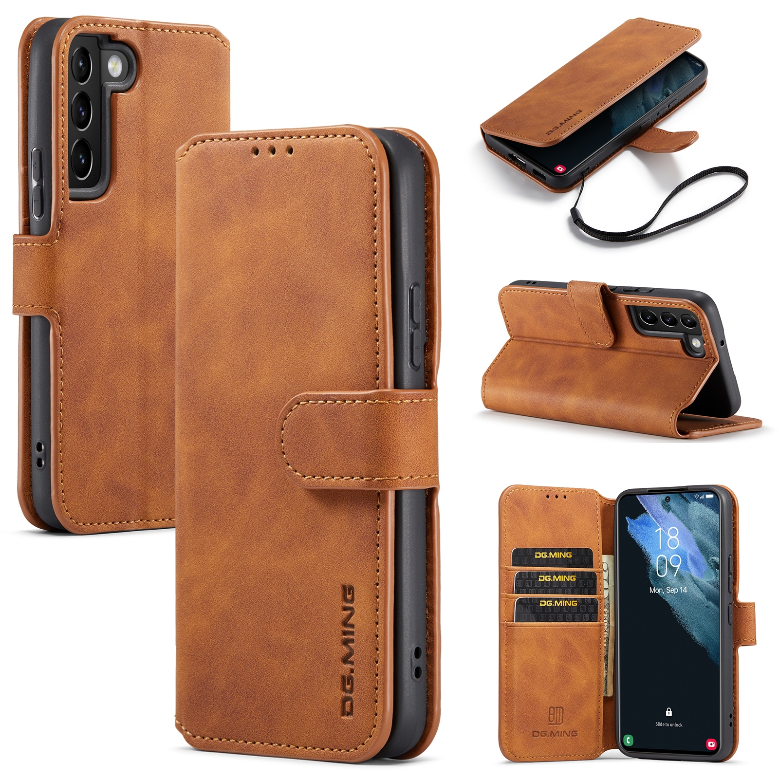 Dg.ming Retro bookcase hoesje Samsung Galaxy S22 - Bruin