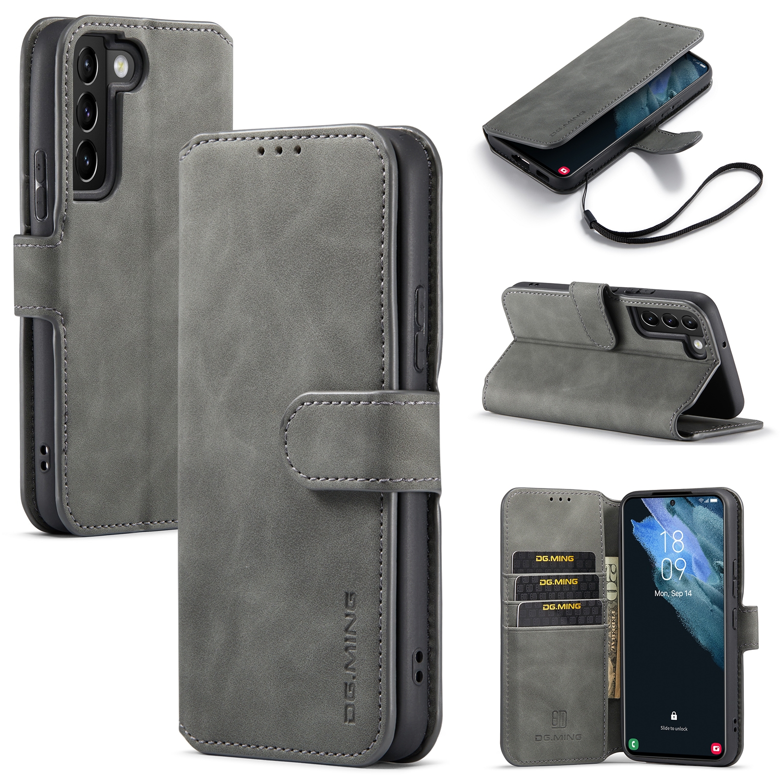 Dg.ming Retro bookcase hoesje Samsung S22 Plus - Grijs