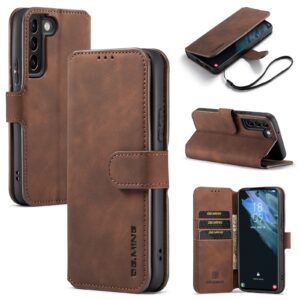 Dg.ming Retro bookcase hoesje Samsung Galaxy S22 - Koffie 1