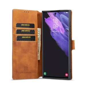 Dg.ming Retro bookcase hoesje Samsung S22 Ultra - Bruin 4