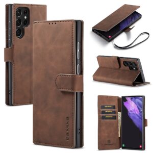 Dg.ming Retro bookcase hoesje Samsung S22 Ultra – Koffie
