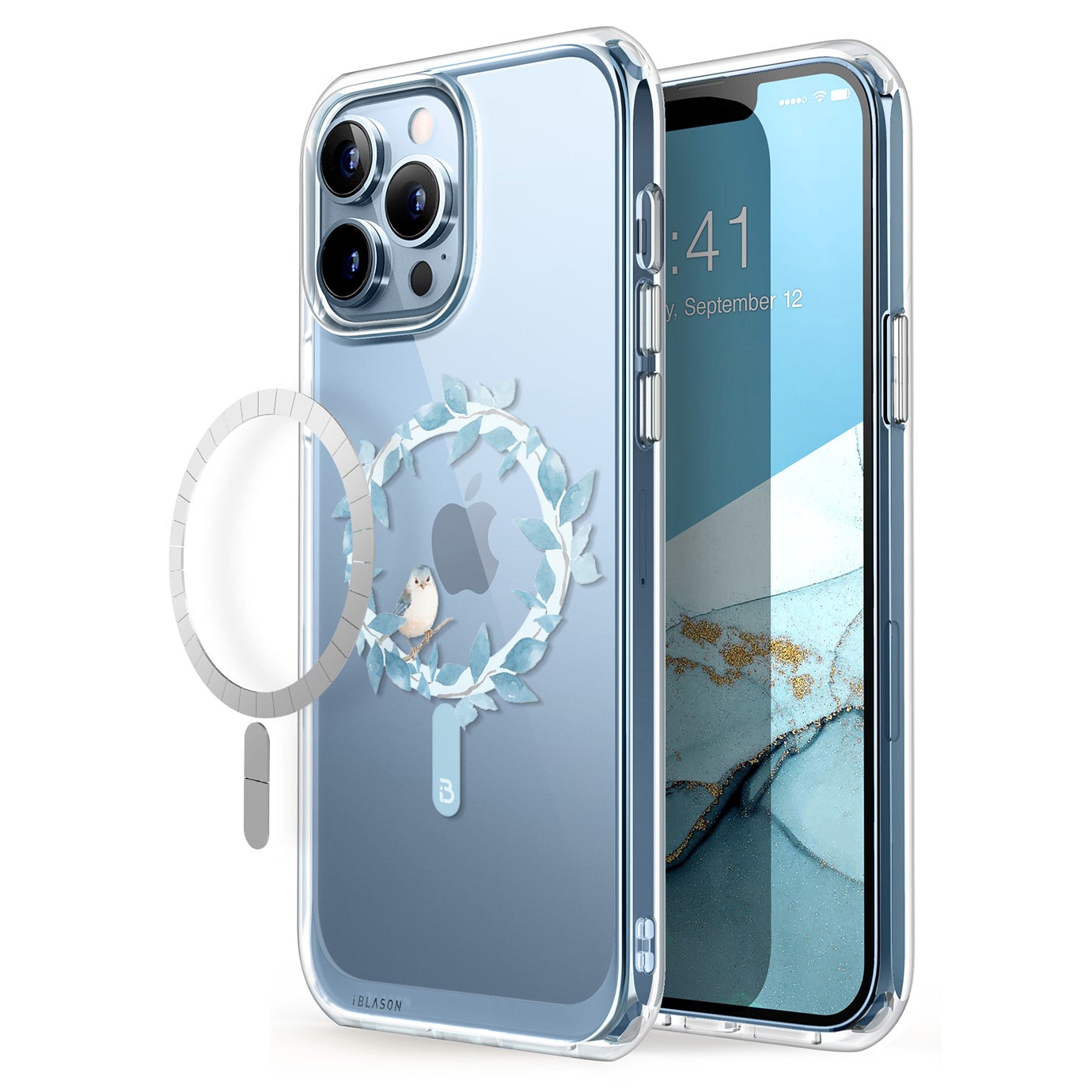 Halo Apple Magnetisch Backcover Hoesje iPhone 13 Pro - Blauwe Gaai