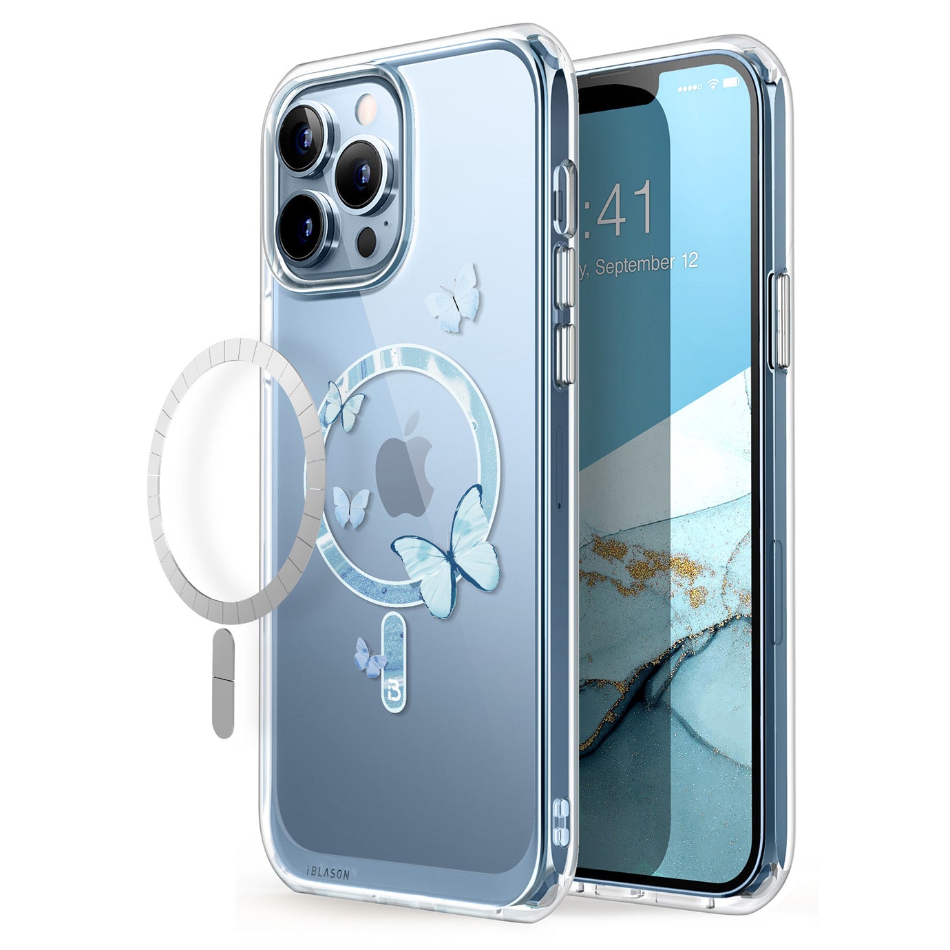 Halo Apple Magnetisch Backcover Hoesje iPhone 13 Pro Max - Vlinder