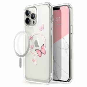 Halo Apple Magnetisch Backcover Hoesje iPhone 13 Pro – Roze Vlinders