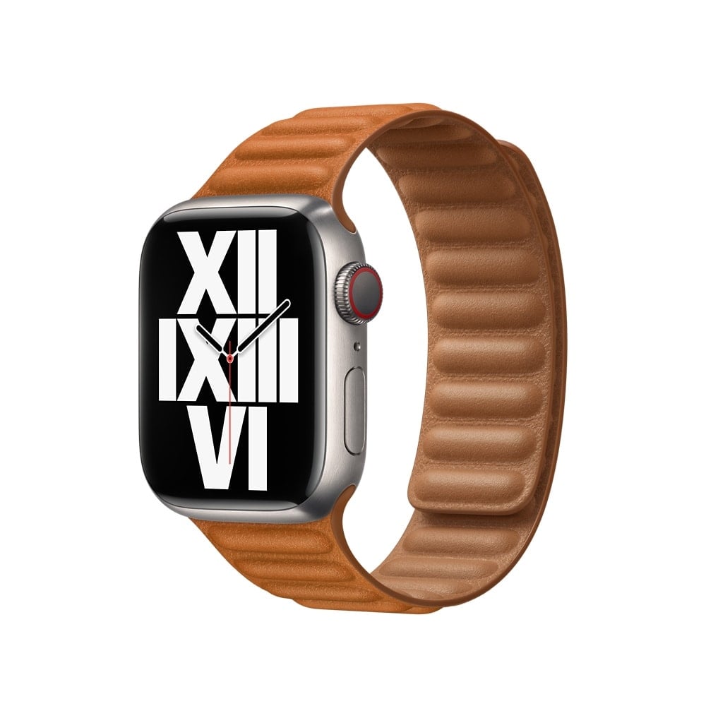 Leather link Apple Watch 1-9 series 38-40-41mm bandje - Goudbruin