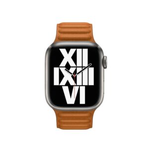 Leather link Apple Watch 1-7 bandje - Goudbruin 3