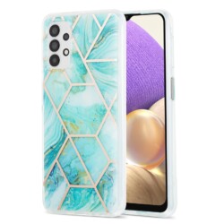 Marmer backcase hoesje Samsung Galaxy A72 - Turquoise