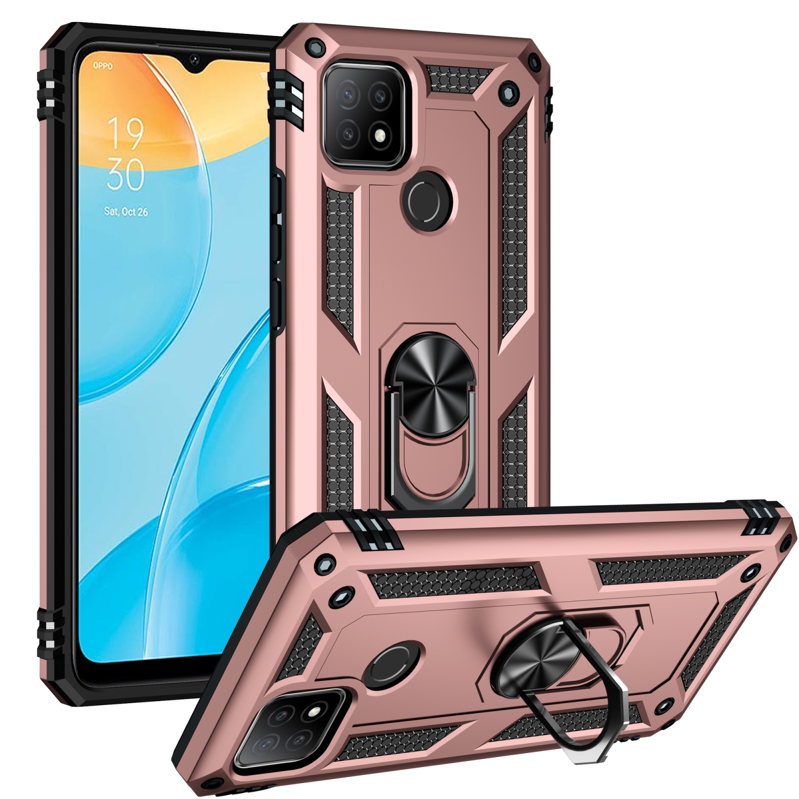 Oppo A5 2020 - Oppo A9 2020 Ringhouder hoesje - Rosegoud
