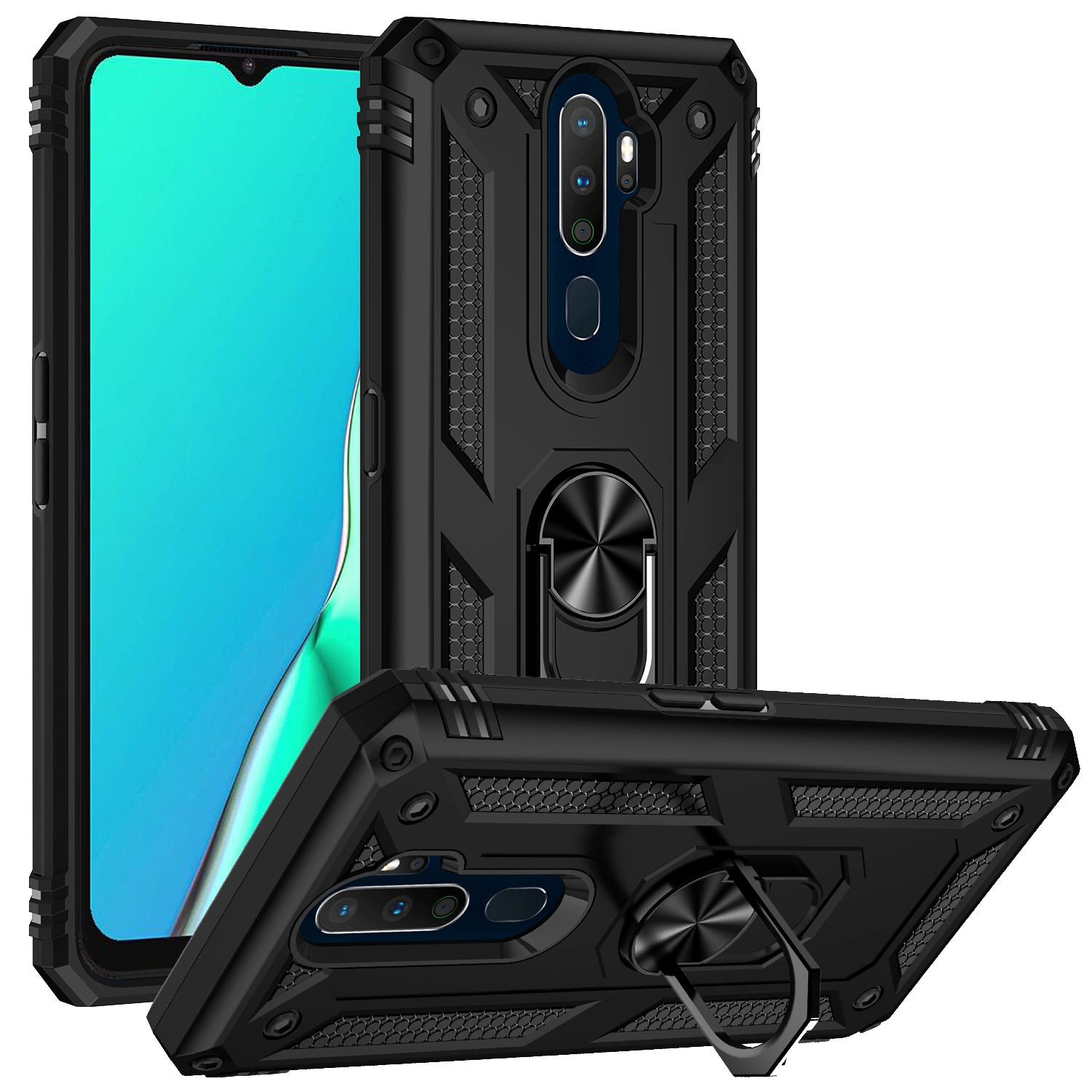 Oppo A5 2020 - Oppo A9 2020 Ringhouder hoesje - Zwart 1