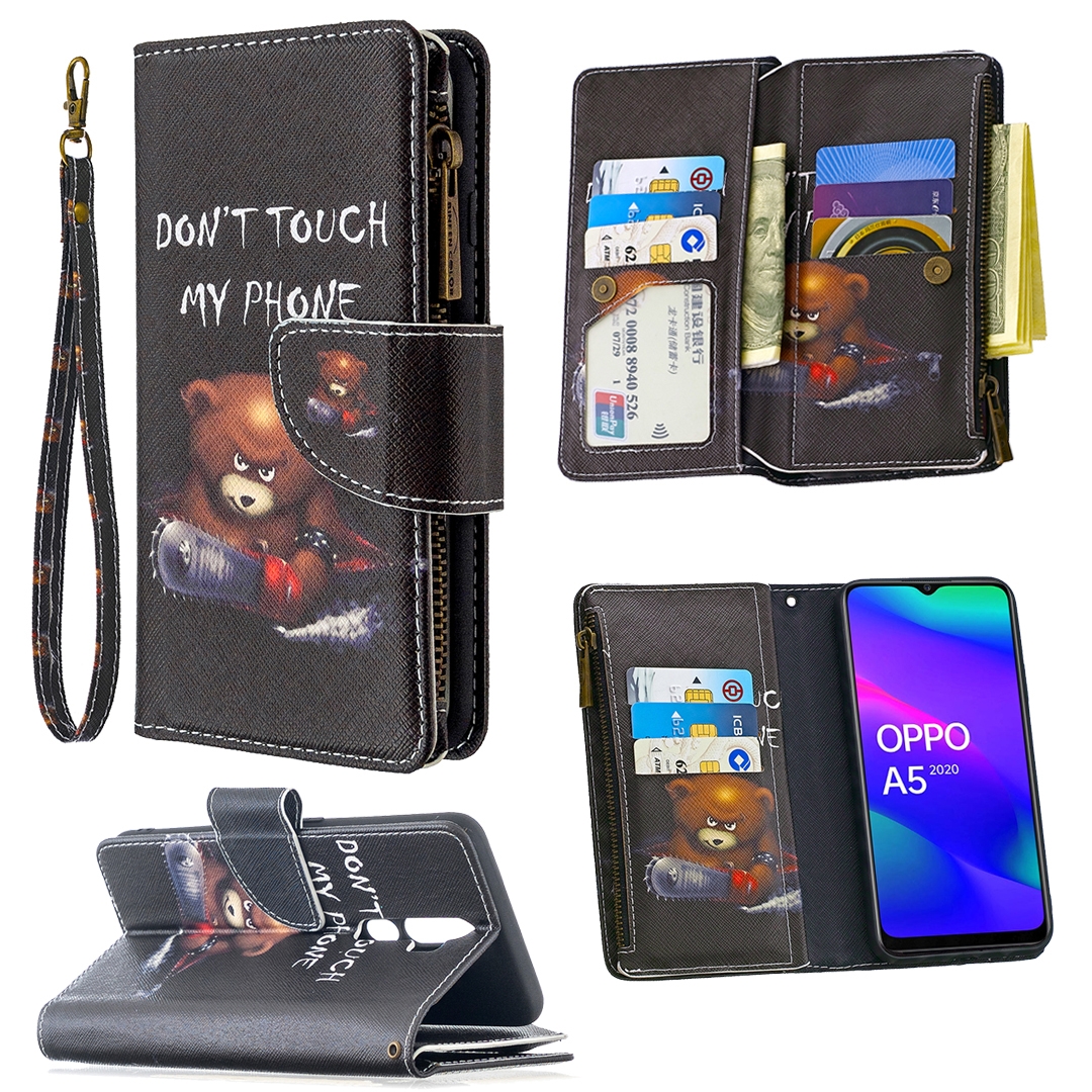 Oppo A5 2020 - Oppo A9 2020 Wallet hoesje - Beer