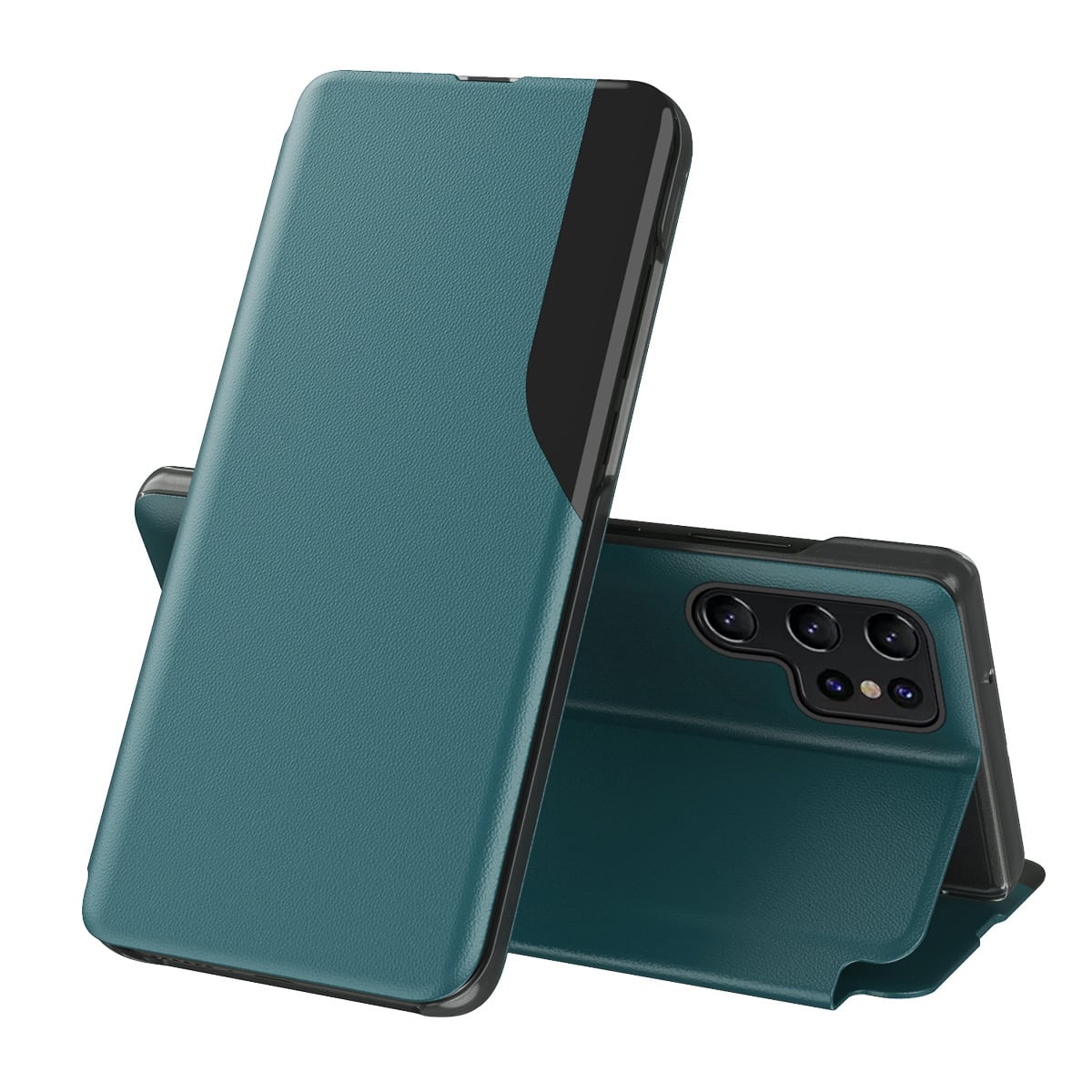 Premium Clear View Samsung S23 Ultra hoesje - Groen