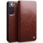 variatie Qialino Genuine Leather hoesje Samsung S22 – Bruin