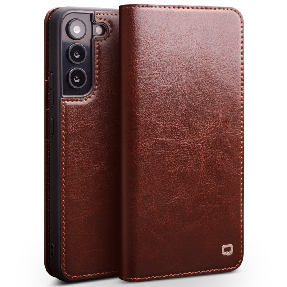 Qialino Genuine Leather hoesje Samsung S22 - Bruin 1