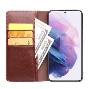 Qialino Genuine Leather hoesje Samsung S22 - Bruin 4