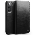 variatie Qialino Genuine Leather hoesje Samsung S22 – Zwart