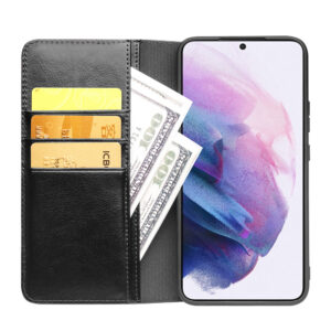 Qialino Genuine Leather hoesje Samsung S22 - Zwart 4