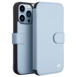 Qialino Leren iPhone 13 Pro Max bookcase hoesje - Blauw 1