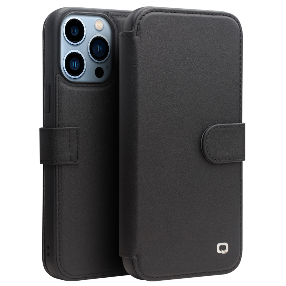 Qialino Leren iPhone 13 Pro bookcase hoesje - Zwart