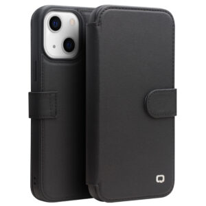 Qialino Leren iPhone 13 bookcase hoesje - Zwart 1