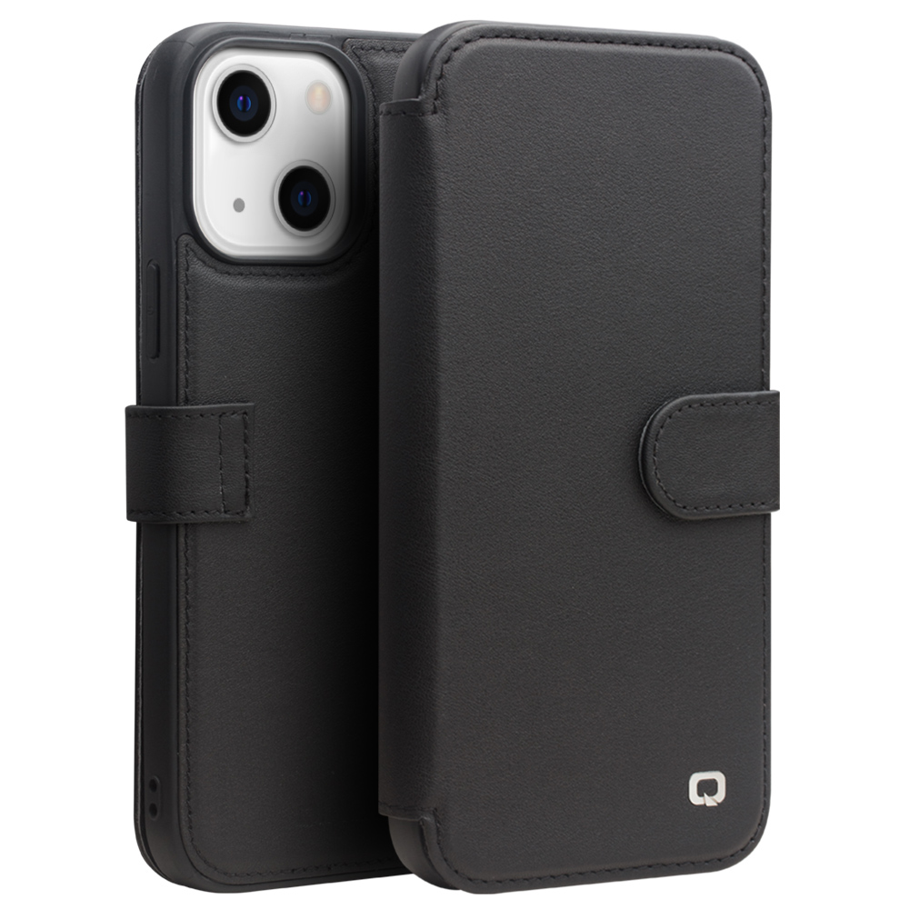 Qialino Leren iPhone 13 bookcase hoesje - Zwart