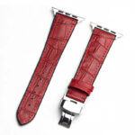 Qialino Leren patroon bandje Apple Watch series 1-9 en Apple Watch Ultra (1/2) voor 42-44-45-49 mm – Rood - 3