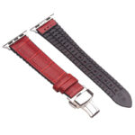 Qialino Leren patroon bandje Apple Watch series 1-9 en Apple Watch Ultra (1/2) voor 42-44-45-49 mm – Rood - 5
